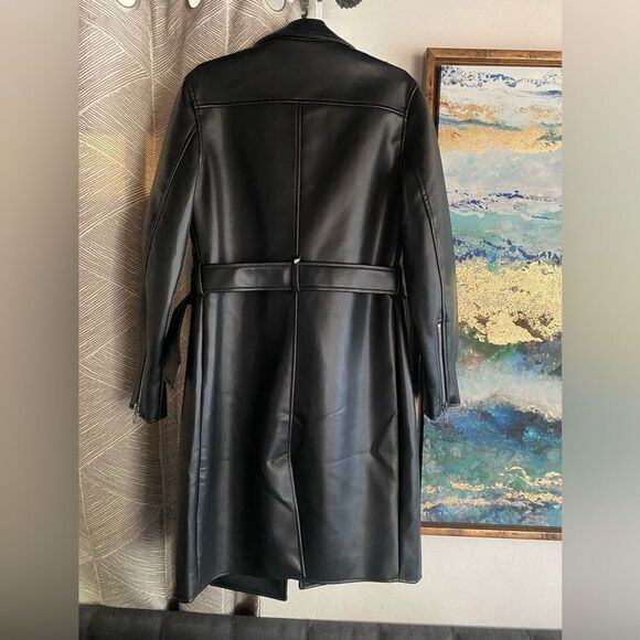 MOTHER  Jacket Womens Size XS Black The Long Chopper Faux Leather Regular Fit - Picture 7 of 16